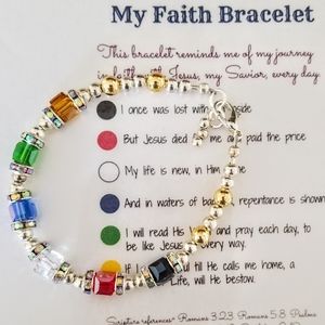 Faith bracelet, with cube Preciosa Crystals. Silver and Gold bead balls.